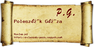 Poleszák Géza névjegykártya
